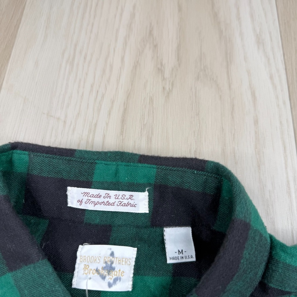 NWT VTG Brooks Brothers Green Black Buffalo Plaid Flannel Button Shirt Size M - Picture 4 of 11